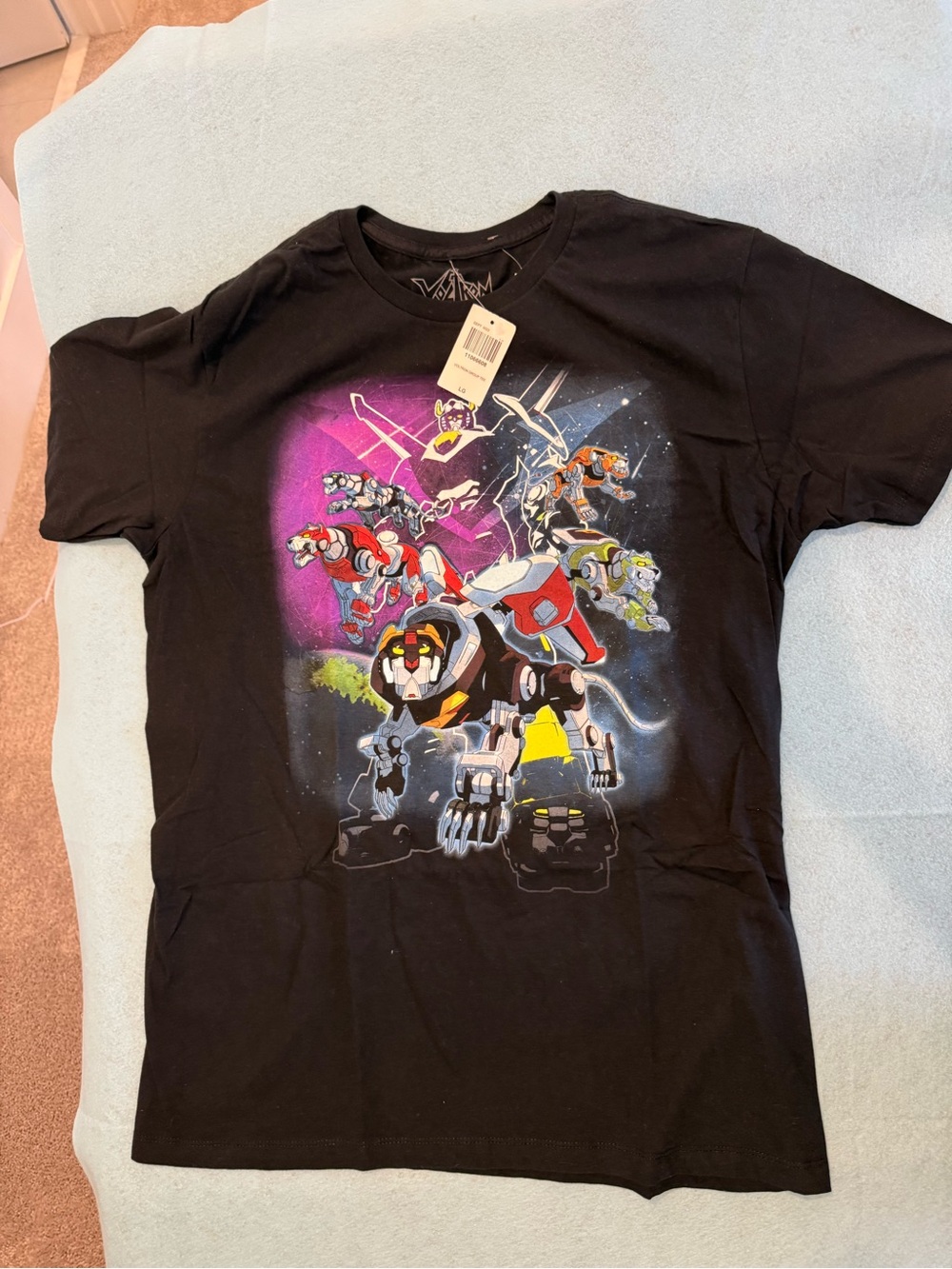 Black Voltron Graphic Tee - Colorful Space Lion Print